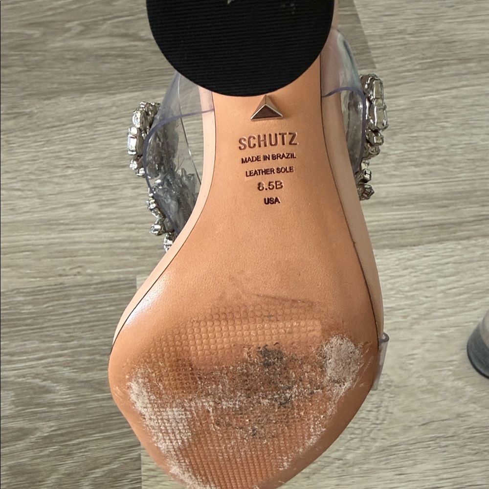 SCHUTZ Blush Pink Jewel-Embellished Slide Sandals - Picture 5 of 7